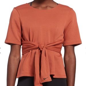 NWT NIKE YOGA STUDIO TRAINING WRAP TOP DUSTY PEACH
